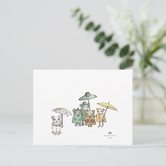 Muizen in de Regen Briefkaart (Staand voorkant)