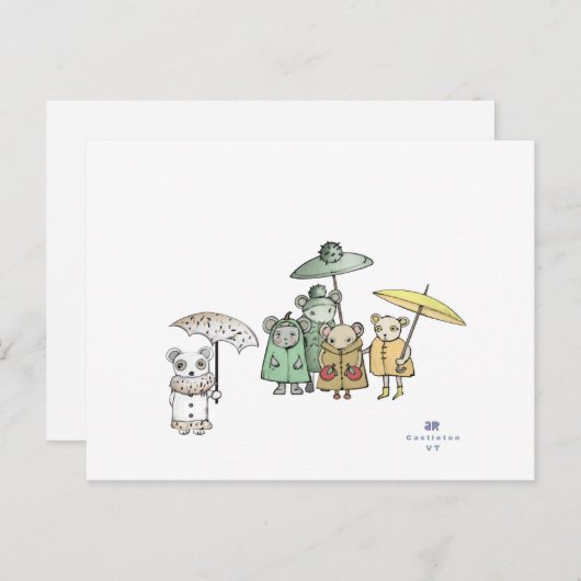 Muizen in de Regen Briefkaart (Voorkant / Achterkant)