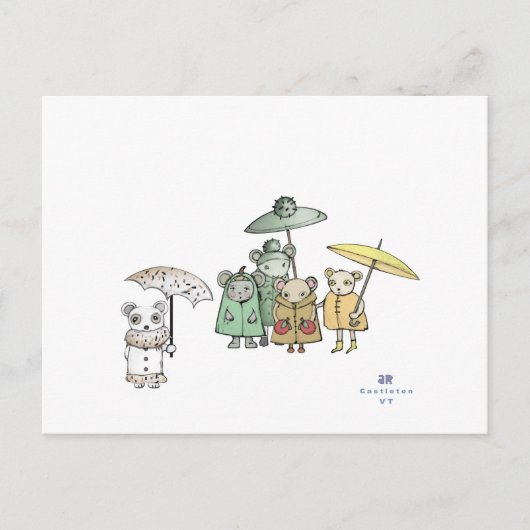 Muizen in de Regen Briefkaart (Voorkant)