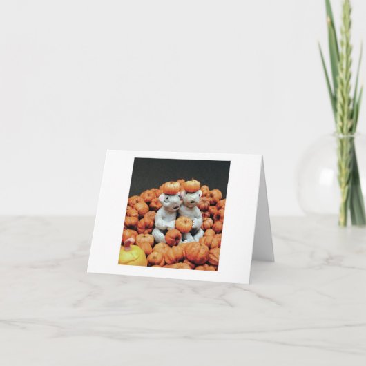 Muizen in een stapel pompoenen kaart (Voorkant)