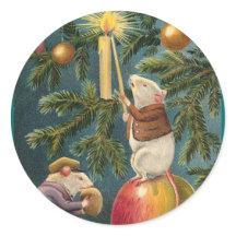 Muizen & Kaars Kerst stickers