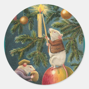 Muizen & Kaars Kerst stickers