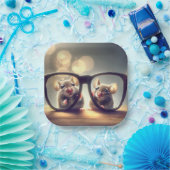 Muizen kijken door een grote bril papieren bordje (Feest)