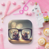 Muizen kijken door een grote bril papieren bordje (Feest)