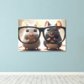 Muizen kijken van achter een zwarte bril canvas afdruk (Insitu (Houten vloer))