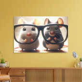 Muizen kijken van achter een zwarte bril canvas afdruk (Insitu (Woonkamer))