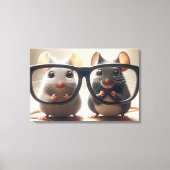 Muizen kijken van achter een zwarte bril canvas afdruk (Voorkant)