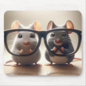 Muizen kijken van achter een zwarte bril muismat (Voorkant)