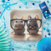 Muizen kijken van achter een zwarte bril papieren bordje (Feest)