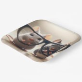 Muizen kijken van achter een zwarte bril papieren bordje (Gebogen)