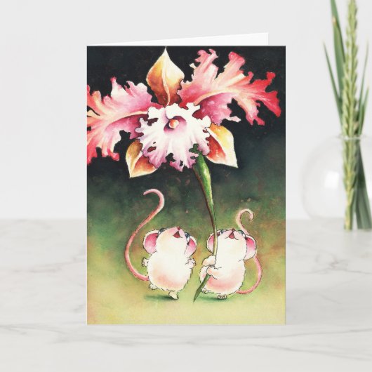 Muizen met bloem kaart (Voorkant)