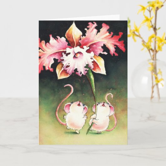 Muizen met bloem kaart (Gele Bloem)