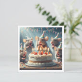 Muizen met feestelijke petten, muisverjaardagsuitn kaart (Staand voorkant)