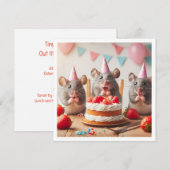 Muizen met feestelijke petten, muisverjaardagsuitn kaart (Voorkant / Achterkant)