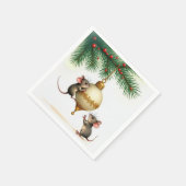 Muizen met gouden kerstversiering servet (Hoek)