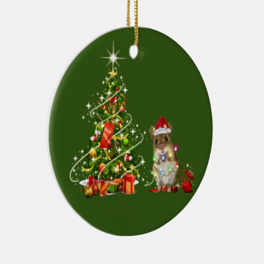 Muizen met Pet LIGHTS Kerstmis Keramisch Ornament (Rechts)