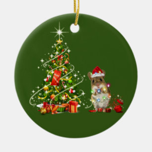 Muizen met Pet LIGHTS Kerstmis Keramisch Ornament