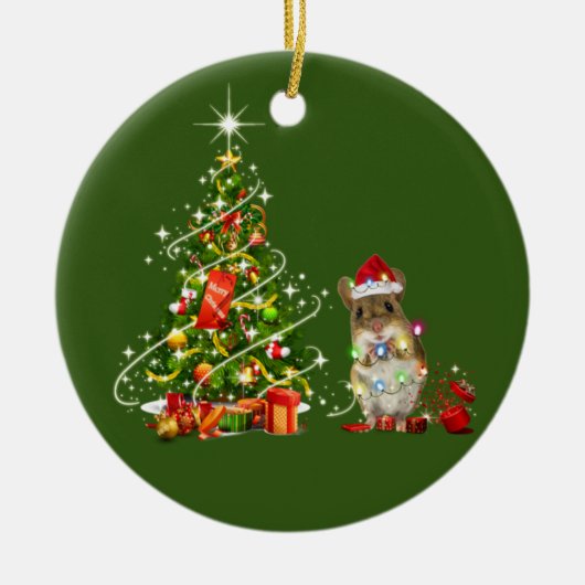 Muizen met Pet LIGHTS Kerstmis Keramisch Ornament (Voorkant)