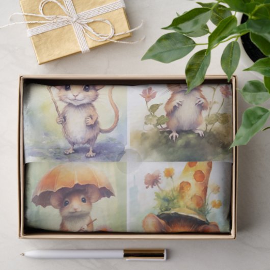 Muizen met Petten Tissuepapier (Geschenk)