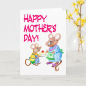 'Muizen' Moederdag Kaart (Gele Bloem)