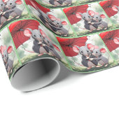 Muizen onder een rode paraplu cadeaupapier (Rol Hoek)