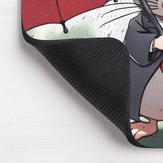 Muizen onder een rode paraplu muismat (Hoek)