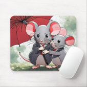 Muizen onder een rode paraplu muismat (Met muis)