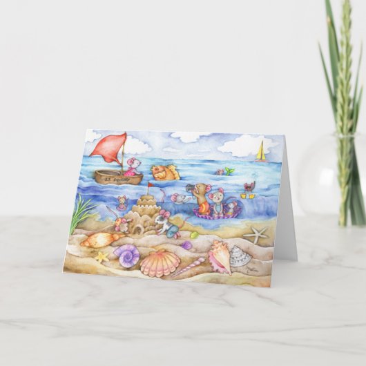 Muizen op de Beach Summer Card Kaart (Voorkant)