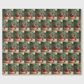 Muizen op een rood kerstornament cadeaupapier (Vlak)