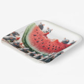 Muizen op een sappige watermeloen wig papieren bordje (Gebogen)