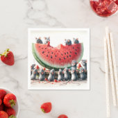 Muizen op een sappige watermeloen wig servet (Insitu)