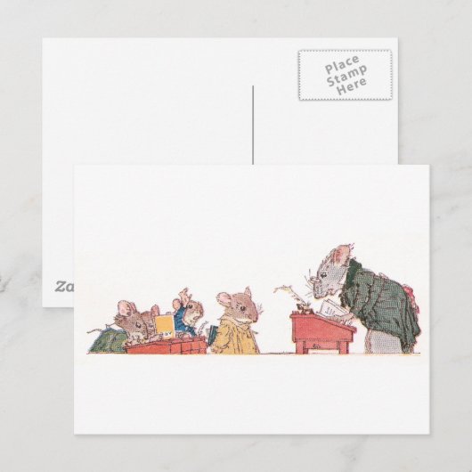 Muizen op school briefkaart (Voorkant / Achterkant)