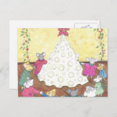 Muizen rond een kaaskerstboom feestdagenkaart (Voorkant / Achterkant)