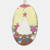 Muizen rond een kaaskerstboom keramisch ornament (Links)