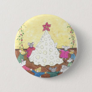 Muizen rond een kaaskerstboom ronde button 5,7 cm