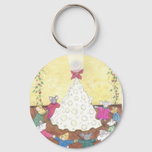 Muizen rond een kaaskerstboom sleutelhanger (Voorkant)