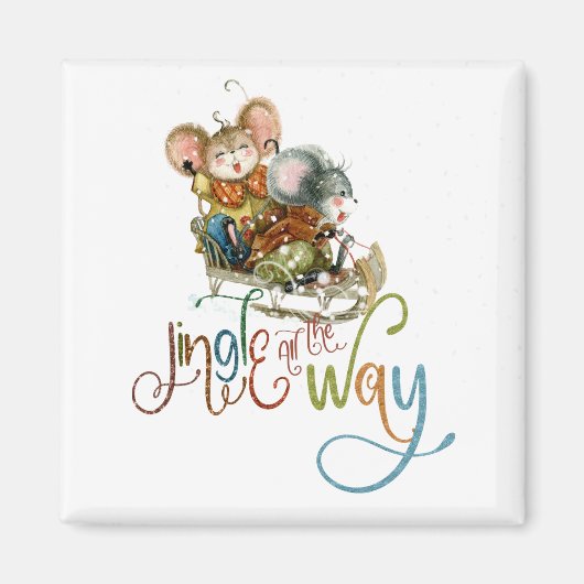 Muizen slee jingle helemaal glitter kerst magneet (Voorkant)