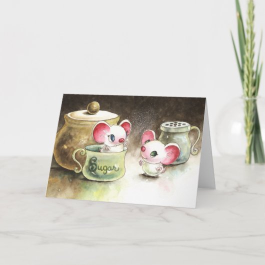 Muizen spelen met suiker kaart (Voorkant)