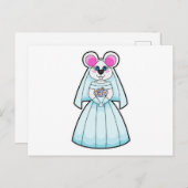 Muizenbruid met boeket bloemen briefkaart (Voorkant / Achterkant)