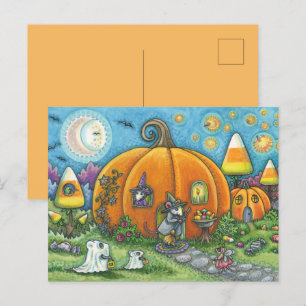 MUIZENHUIS, MUIZENTJE, TRICK OR TREAT HALLOWEEN BRIEFKAART