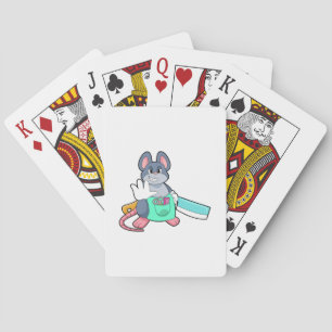 Muizenkapper met schaar en kam pokerkaarten