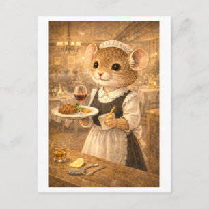 Muizenloopbaan als serveerster briefkaart