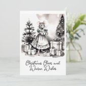 Muizenmoeder met kerstboom kerstkaarten feestdagenkaart (Staand voorkant)