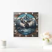 Muizenportret tegen berglandschap vierkante klok (Huis)