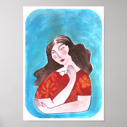 Mujer con Flor Poster (Voorkant)
