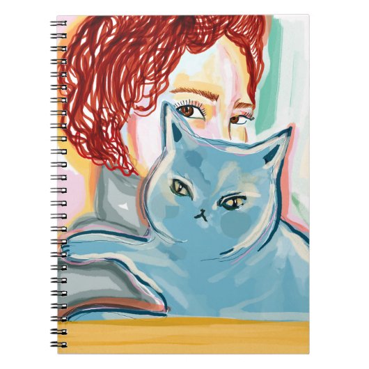 mujer con gato notitieboek (Voorkant)
