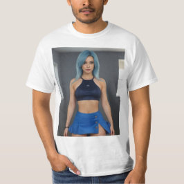 Mujer de azul t-shirt