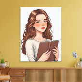 mujer lectora canvas afdruk (Insitu (Woonkamer))