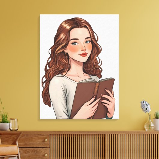 mujer lectora canvas afdruk (Insitu (Woonkamer))