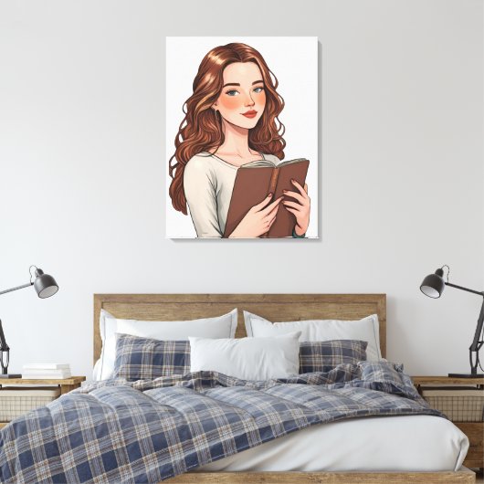 mujer lectora canvas afdruk (Insitu (Slaapkamer))